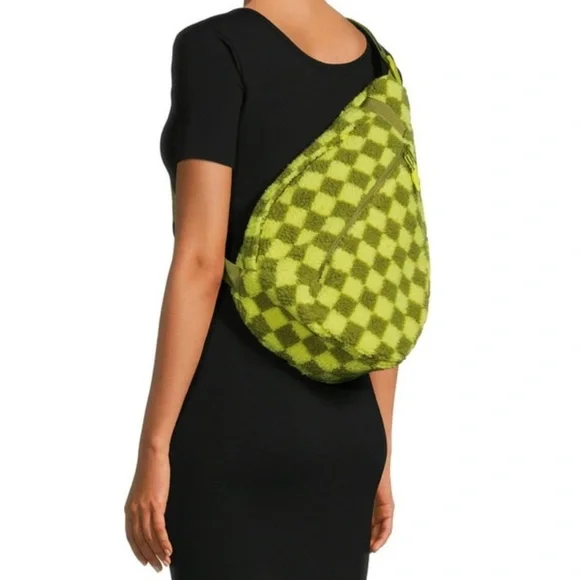 No Boundaries Green Checkered Sling Bag - Picture 1 of 8